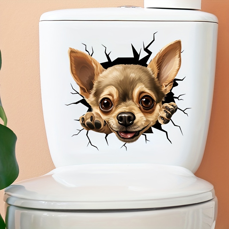 

1pc Cute Dog Toilet Seat Sticker, Home Bathroom Tank Decal, Suitable For Bathroom Door Sticker, Chihuahua Wall Sticker Tool, Funny Items Make Toilet Condition More Comfortable
