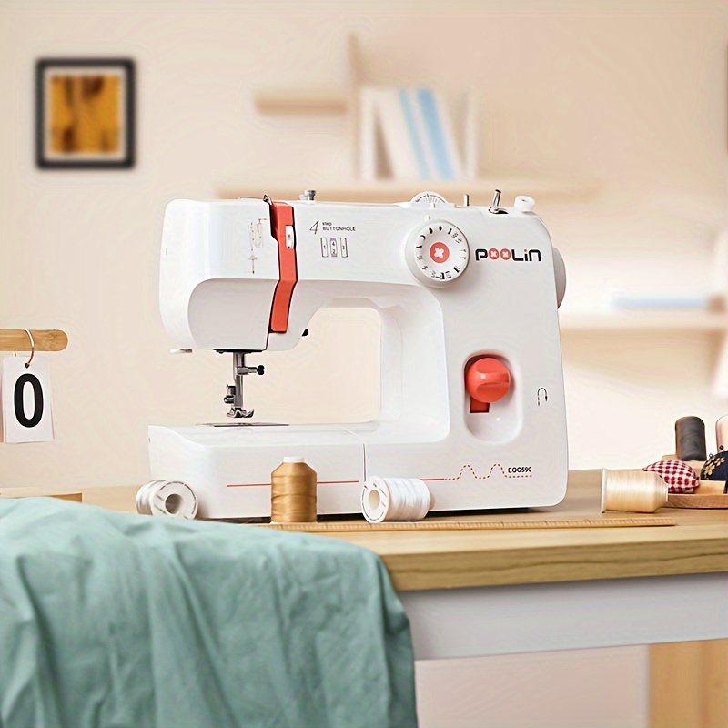 

Poolin Simple Sewing Machine - 26 Applications, Adjustable Length, With Complete Accessory Kits & Foot Pedal, 5 Included Presser Feet, Suitable For Adults