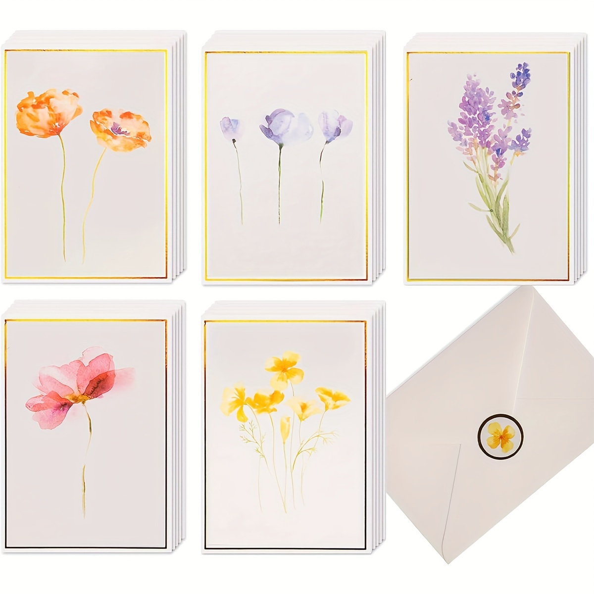 

Floral Blank Greeting Cards With Envelopes - 4x6, Suit All Occasion, Assorted Designs, 40 Pieces