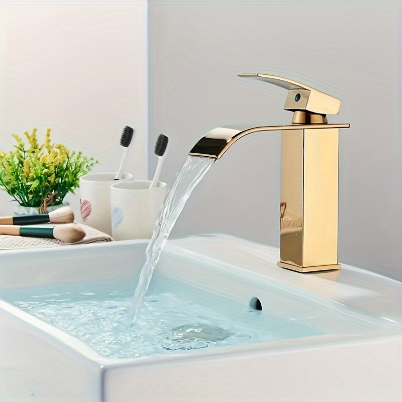 Glam Style Waterfall Bathroom Sink Faucet - Single-Handle Chrome Mixer Tap
