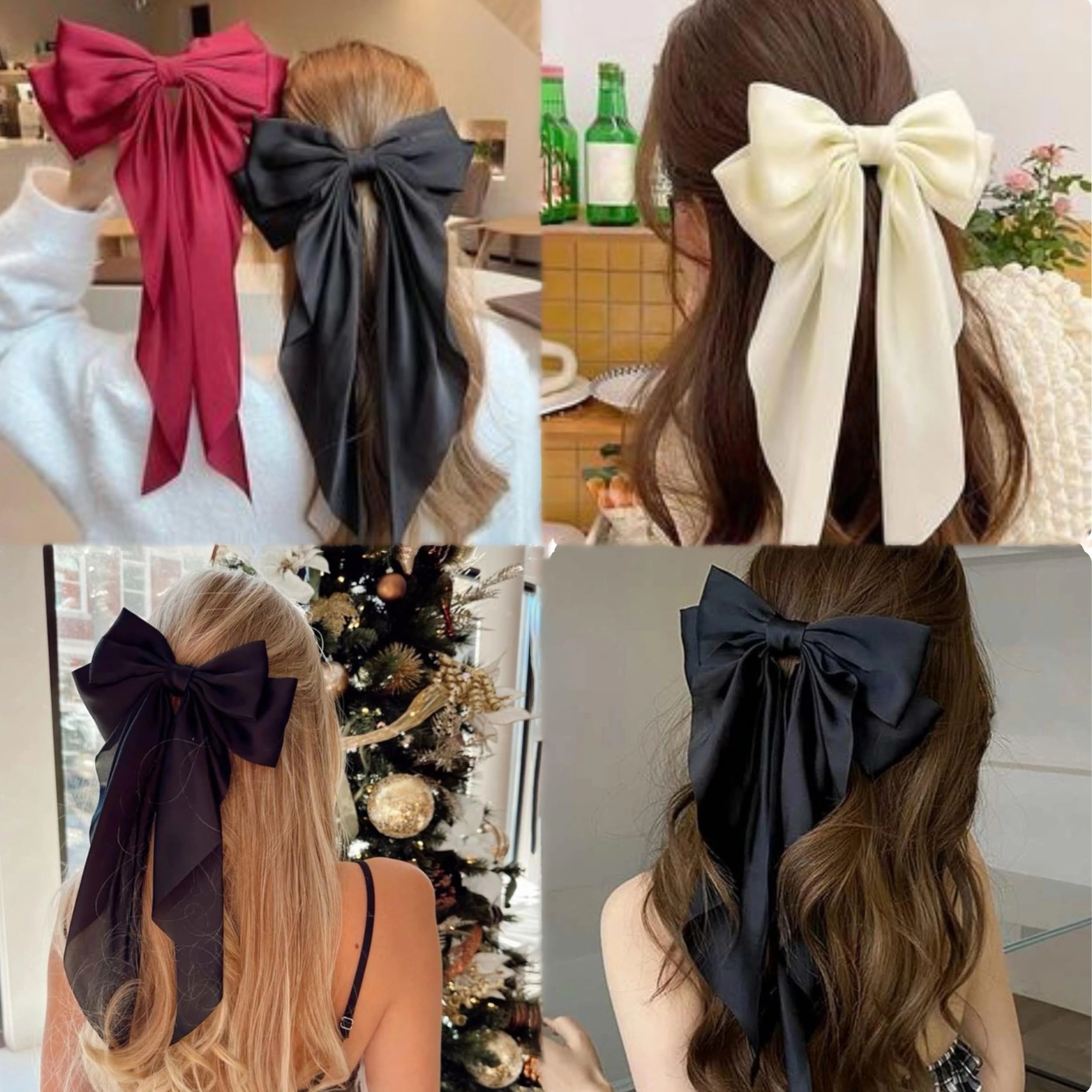 elegant ribbon bowknot decorative hair clip vintage solid color hair decoration   accessories for women and daily uses details 7