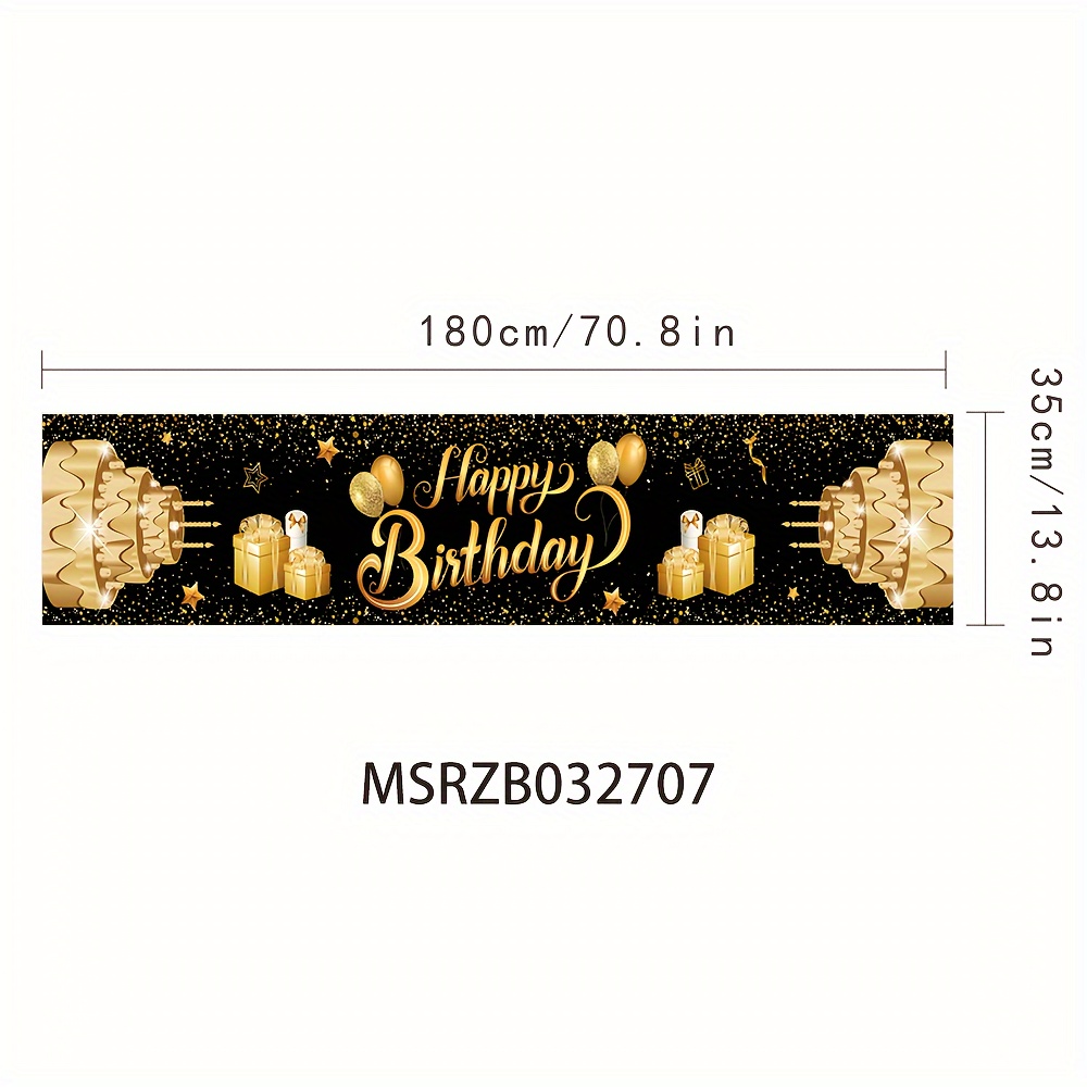 TEMU Festive Birthday Celebration Table Runner: Black And And Gift Pattern, 180cm/70.8in X 35cm/13.8in, Perfect For Indoor Parties And Home