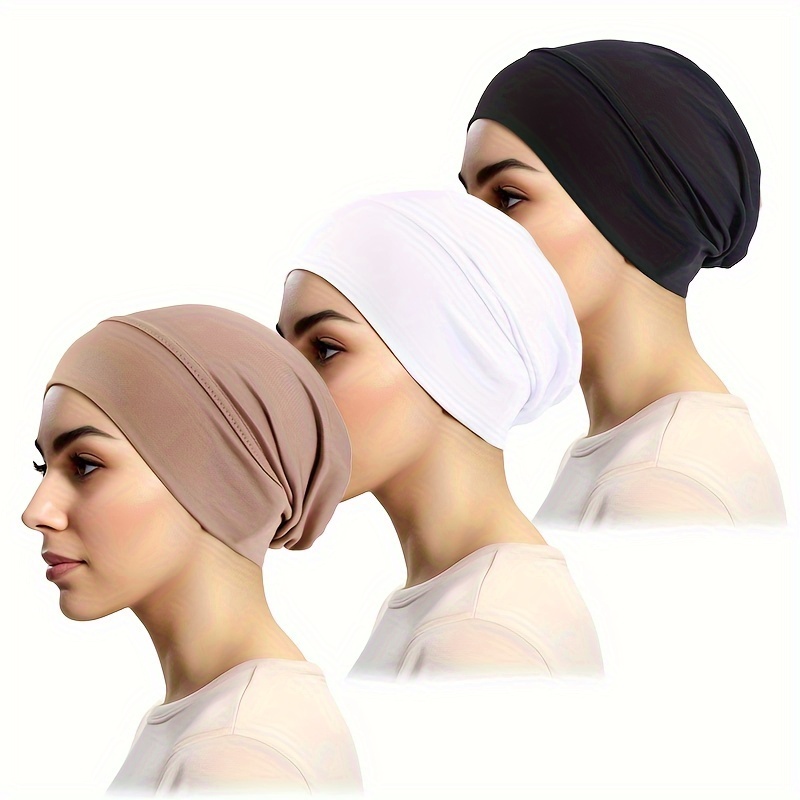 2pcs 3pcs elastic muslim tube undercaps basic monochrome base caps elastic inner caps for hair loss Product details 0