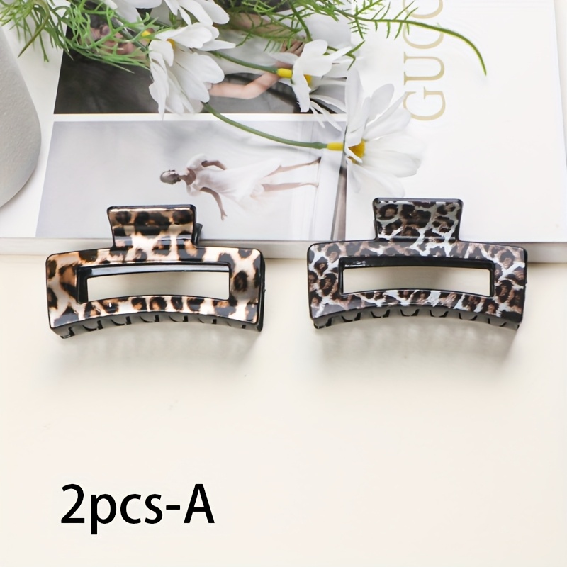 TEMU 2 pezzi Nuove Forcine per Capelli con Clip a Squalo, Stampa Leopardata, Clip di Presa, Clip Grande Gamma