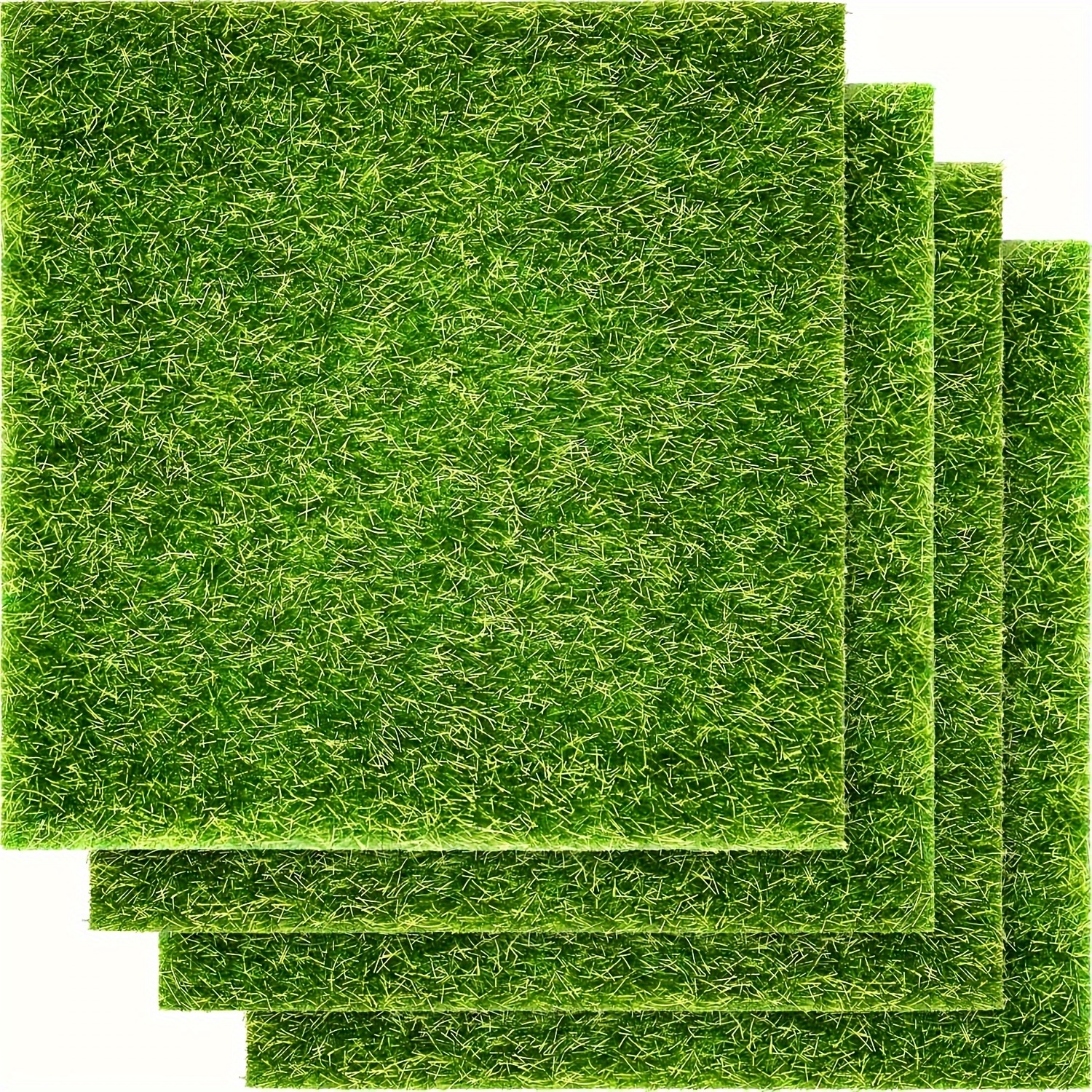 

4pcs Artificial Grass Mats 6x6 Inch, Plastic Fake Grass For Fairy Gardens, Miniature Dollhouse Decor, Diy Craft Projects, Party Supplies & Holiday Accessories, 10mm Fiber Height Lawn Pads