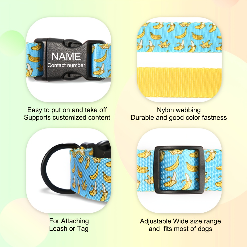 Adjustable Fruit Themed Pet Collar with Custom Name