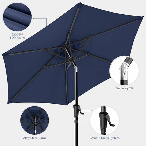 7 5 9ft outdoor patio umbrella pool deck umbrella patio table umbrella with push button tilt crank and sturdy metal construction upf50 uv protection pool beach yard umbrella for commercial residential no base