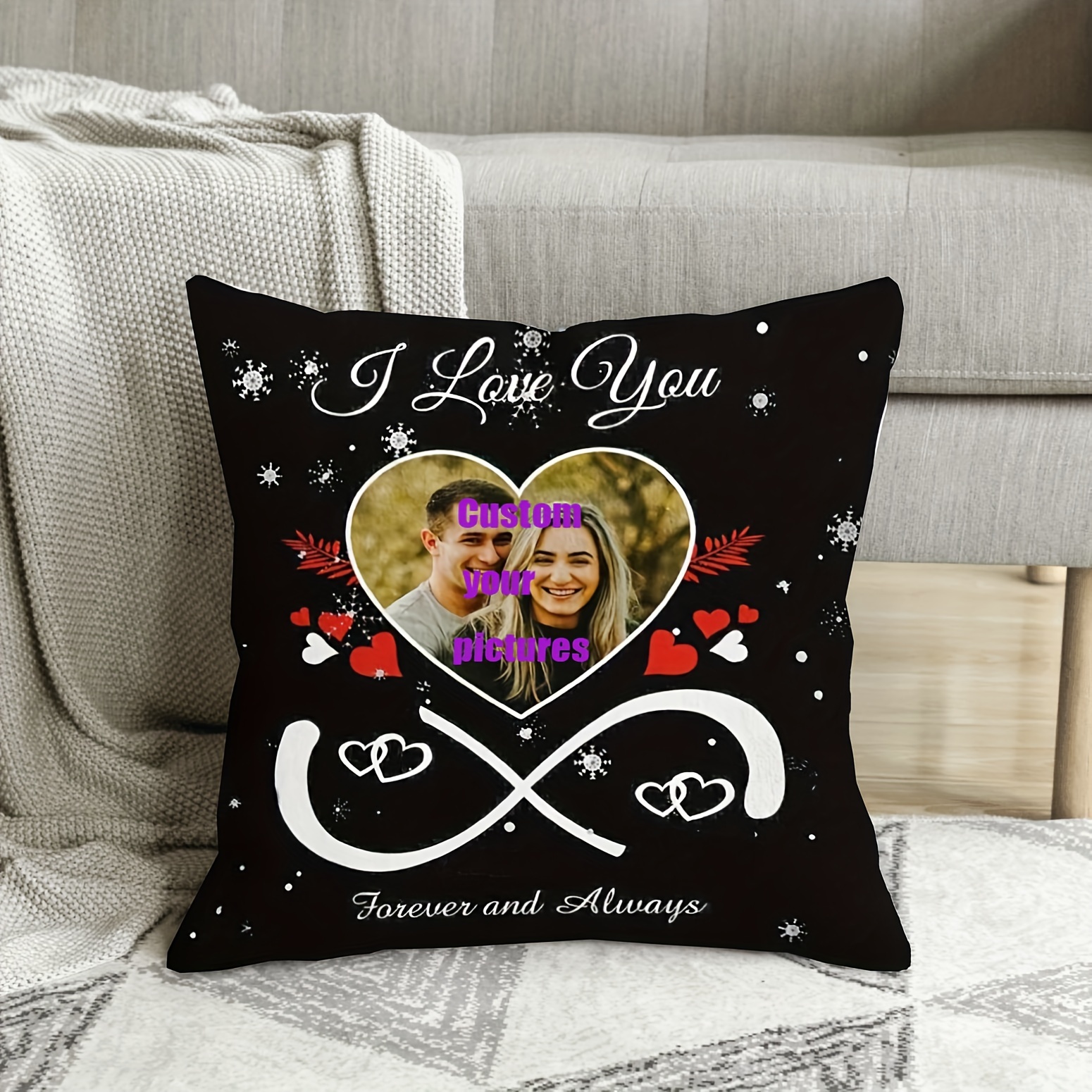 

Custom 18x18" Photo Throw Pillow - Personalized Memorial & Hug Design For , Friends, And Pets - Birthdays, Christmas, And - Zip Closure, Hand Wash Only