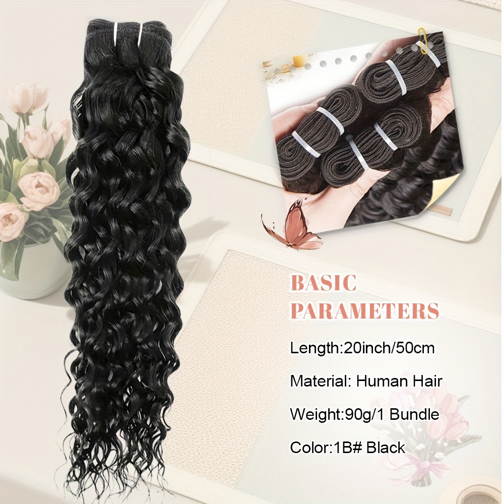 TEMU Water Wave Hair Bundles Human Hair Bundles Water Wave Bundles Wet And Wavy Human Hair 1/3 Bundles Curly Wave Human Hair Bundles For Women Double