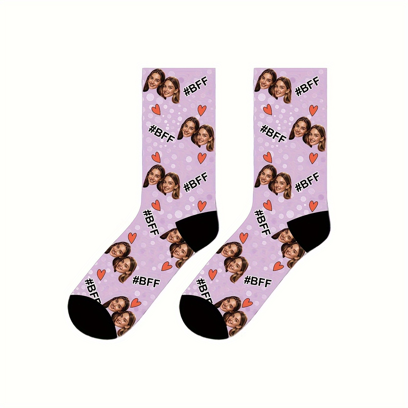 E-shop 1 Paar personalisierte, individuelle Porträt-Gesicht Damensocken bis zur Mitte der Wade, wunderschöne und hübsche Paar-Socken mit individuellem