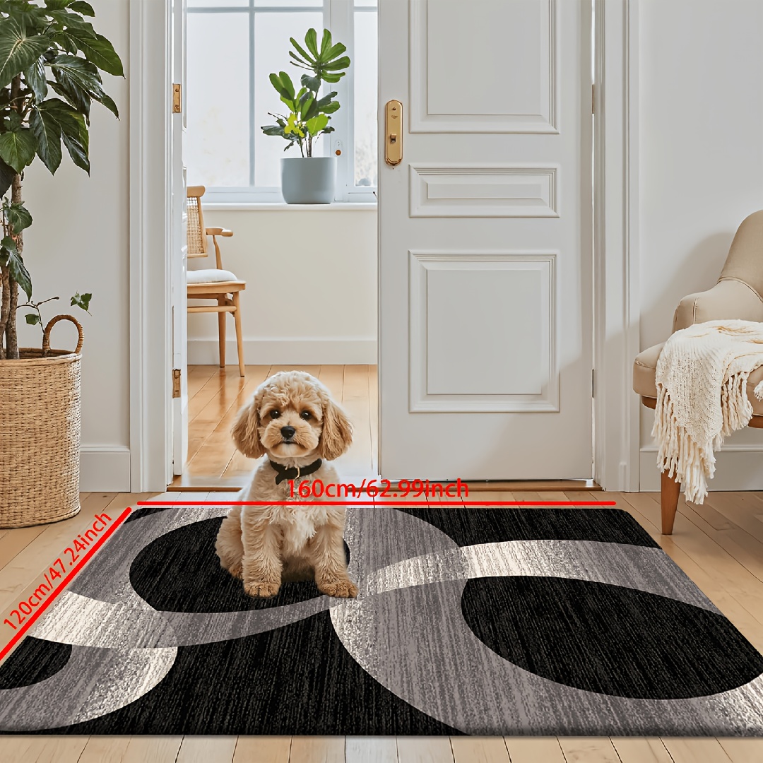 TEMU [ Products][flannel   1cm Thick Sponge Material] Fun Door Mat | Abstract Geometric Pattern Printed Mat, Suitable For Settings Like Bedrooms,