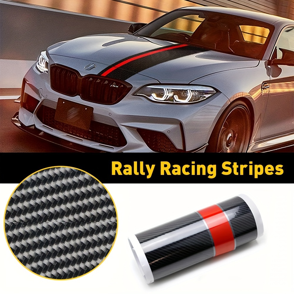 

1pcs Universal Car Rally Racing Stripes Front Hood 5d Carbon Fiber Decal Wrap Sticker For Car Front Hood