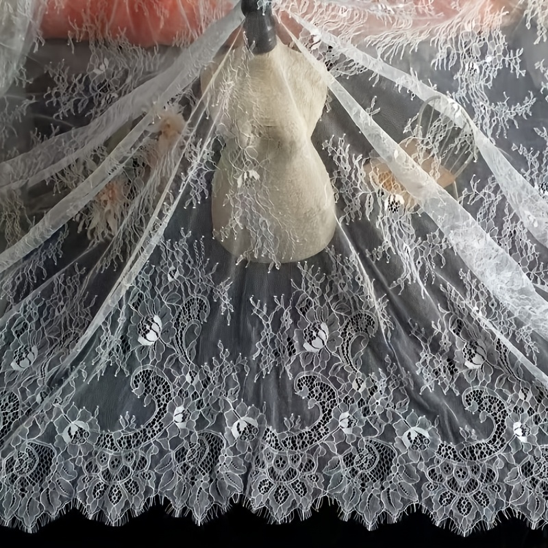 TEMU Accesorio de tela de moda de encaje no elástico de 150 cm y para , vestido, pañuelo para la cabeza y mantel de cuerpo