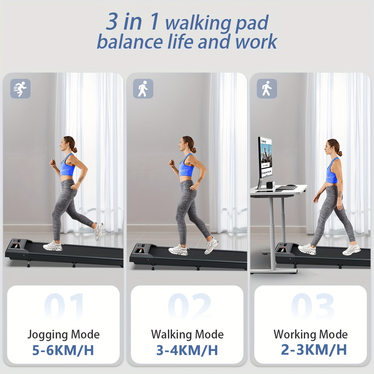 10% Incline Walking Pad - 120KG Capacity Under Desk Treadmills, Lightweight Smart Treadmill With Widen Belt, Portable Treadmills Work With KINOMAP For Home Office, The Best Gift, Without Battery