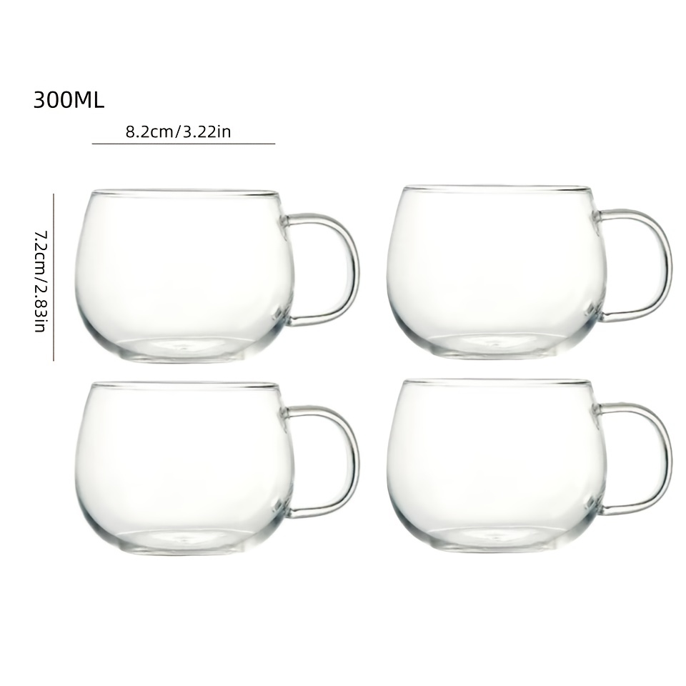TEMU 4pcs Round Glass Cups - Transparent Body, Suitable For Beverages, Juices, Milk, And Tea. , High-aesthetic Water Glasses. Ideal For Restaurants