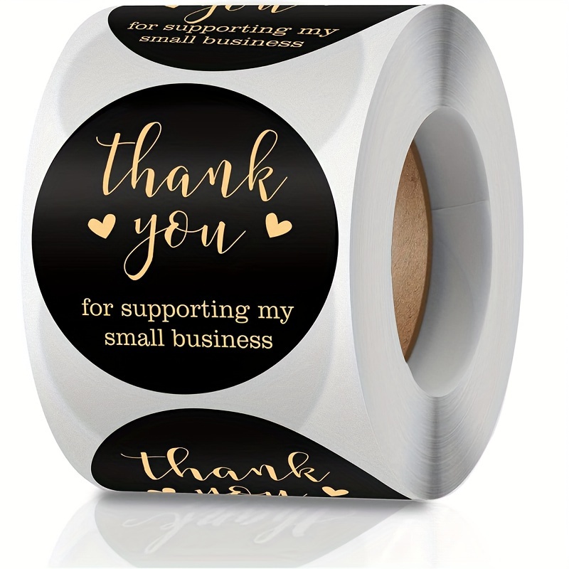 

Black 'thank You For Supporting My Small Business' Sticker Labels, 1 Roll Of 500 Paper Adhesive Tags For Gifts And Packages