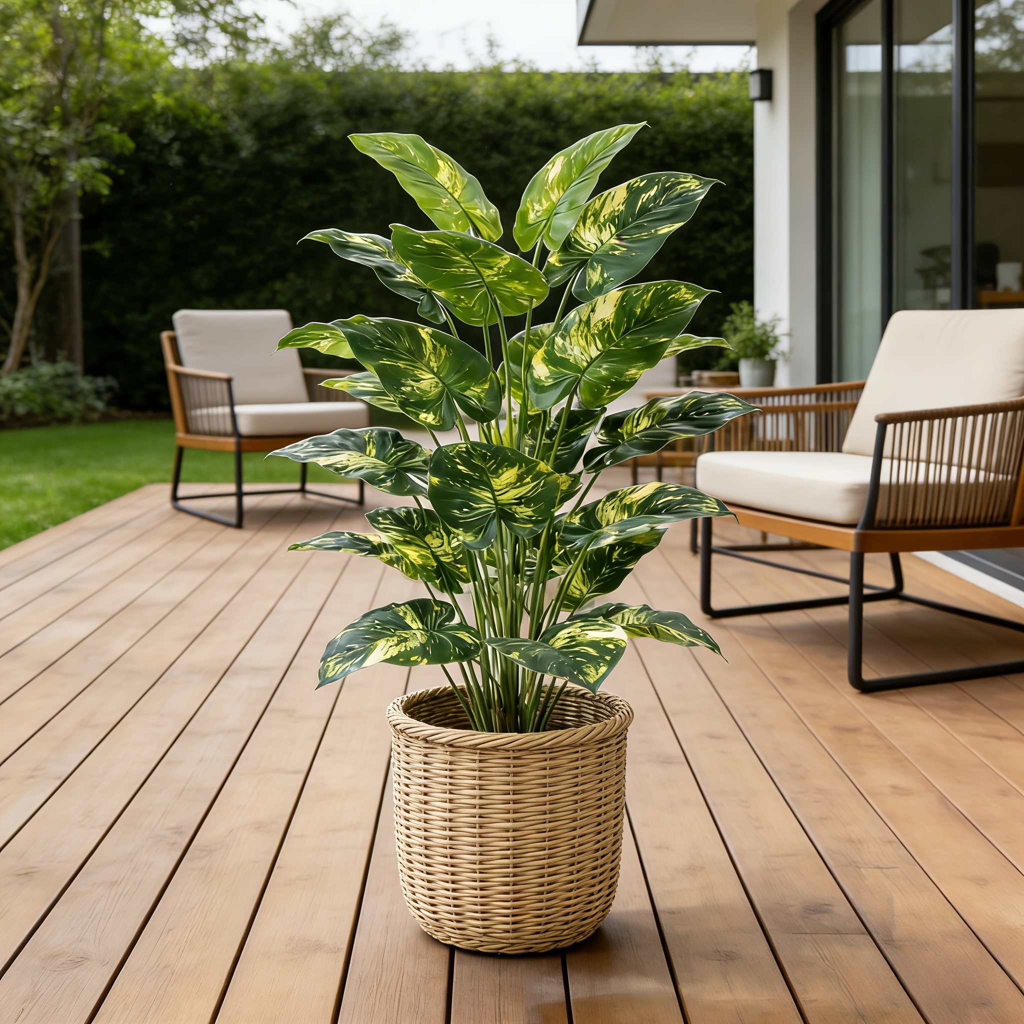 1pc 18-leaf Large Tropical Artificial Plant | High-quality Plastic Material, Maintenance-free and Easy to Care for | Suitable for Indoor and Outdoor Use: Home, Office, Hotel, Wedding, and Landscape Decoration | Ideal for Easter, Mother's Day, St.