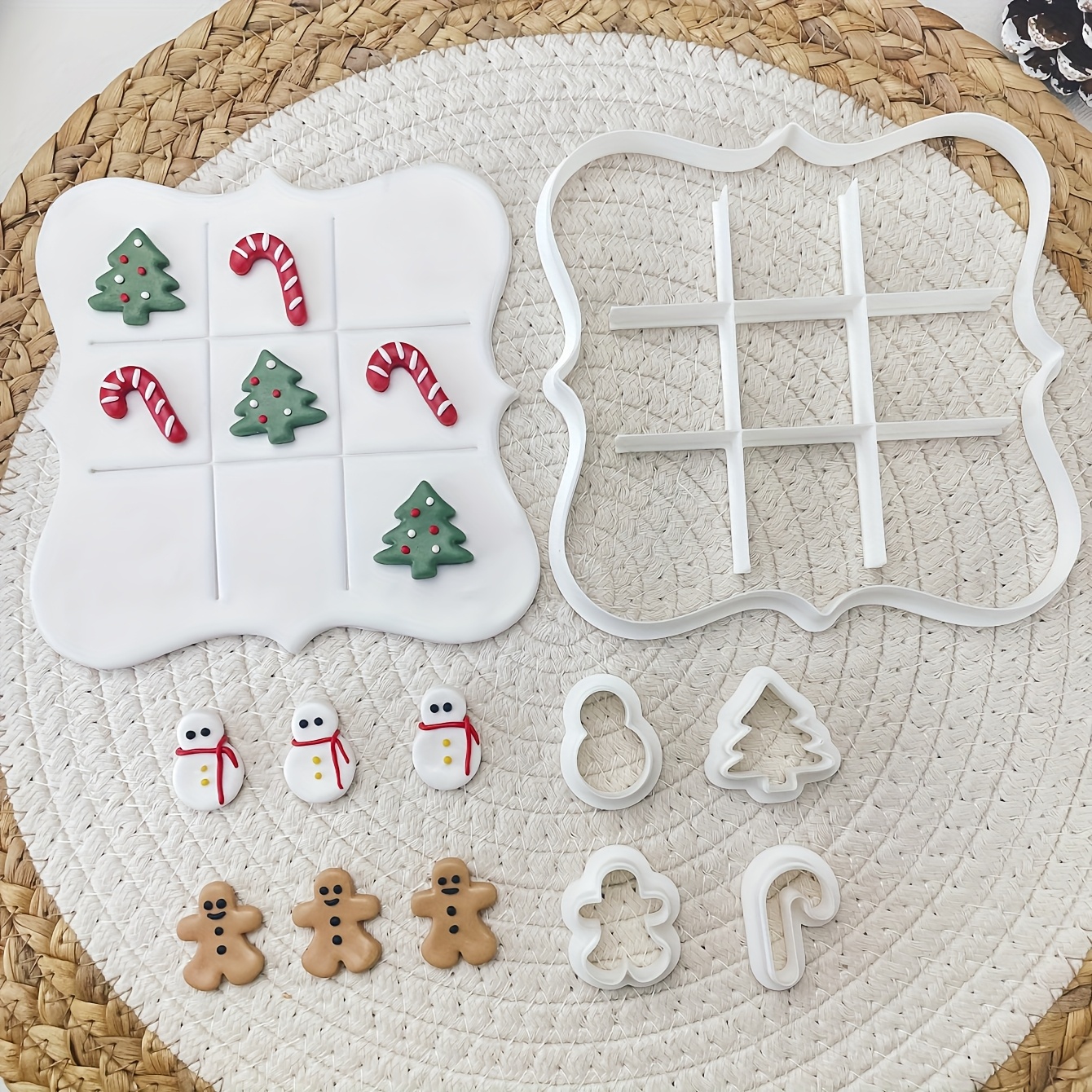 Image of Set Of 6 Holiday Christmas Cookie Cutters - Includes Shapes Of Trees, Snowmen, Gingerbread Men, And Candy Canes - Party Cookie Making Supplies, Made Of Plastic, Holiday-themed, No Power Required