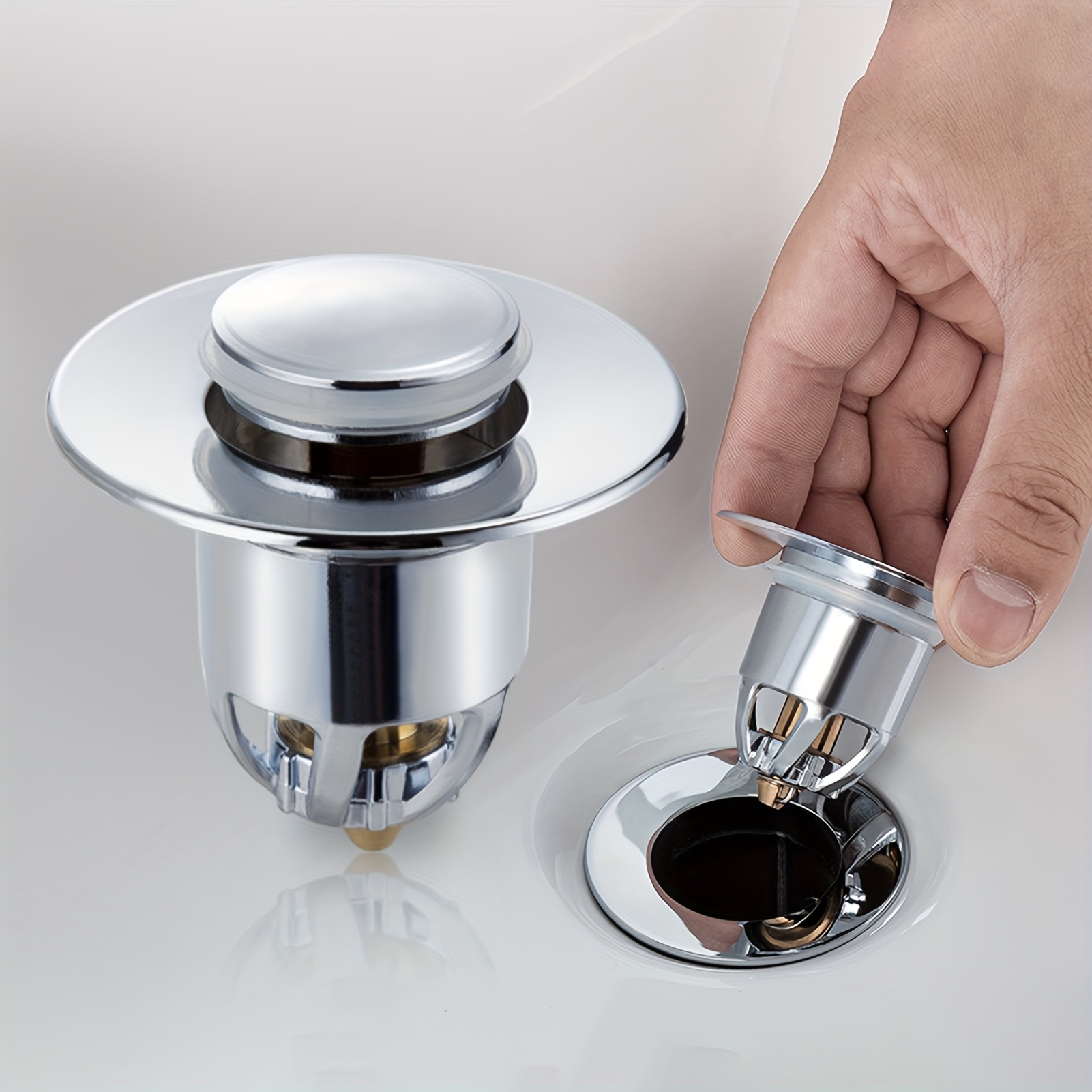 

Universal Bathroom Sink Stopper Fits 1.06-1.5 Inch Premium Basin Pop Up Sink Drain Strainer Anti-leakage And Clogging With Hair Catcher Made Brass Chrome Plated