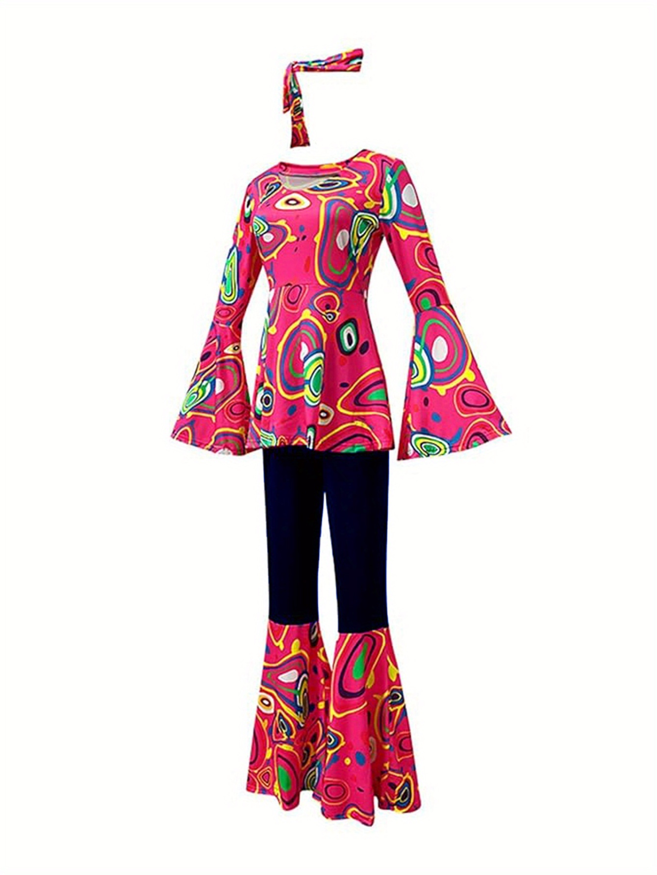 70er Jahre Disco Kostüm Set Für Damen – Inkl. Zubehör, 60er/70er Jahre Partyoutfit, Für Karneval & Mottopartys