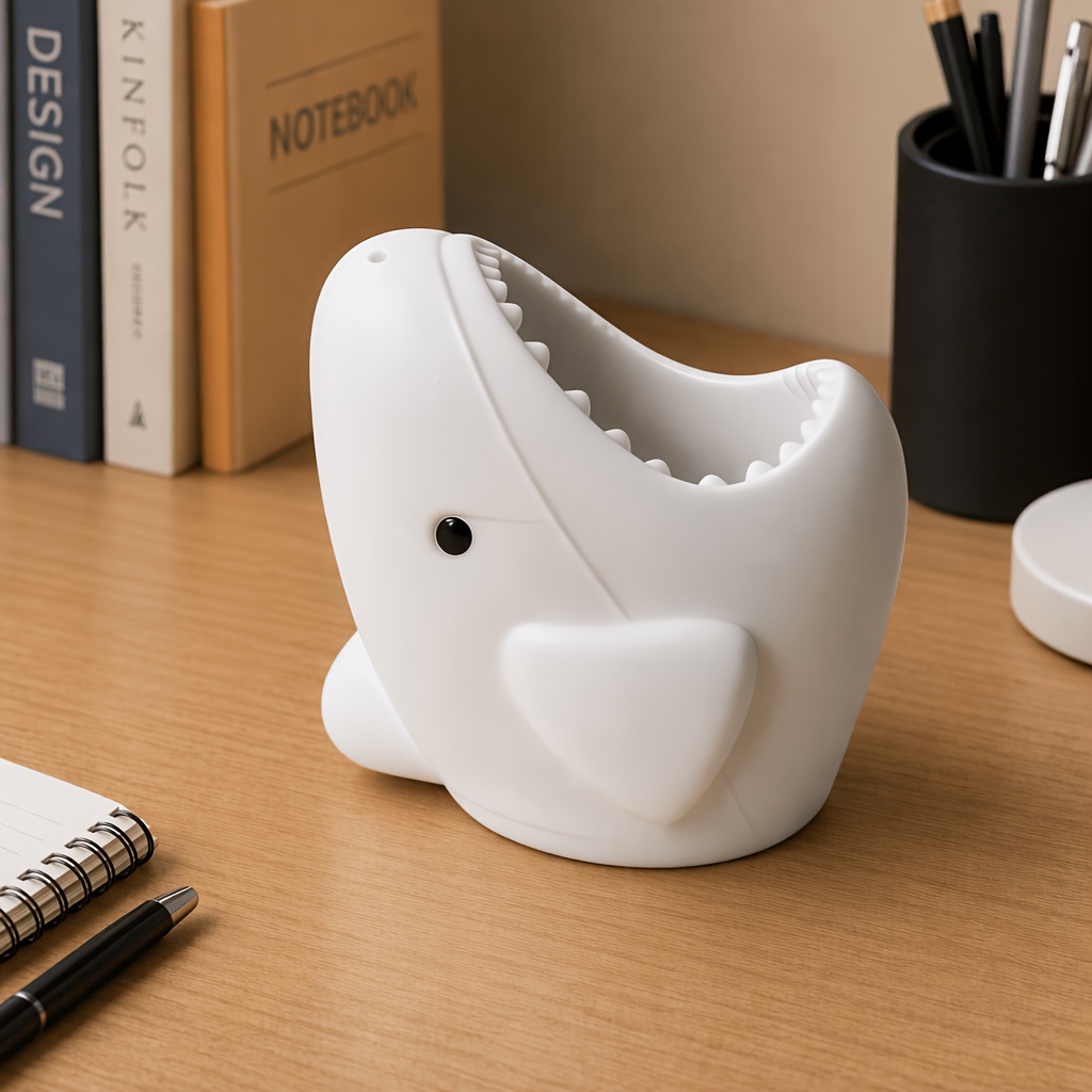 TEMU Creative Shark Mouth Pencil Holder, Cute Cartoon Desktop Organizer, Desk And Office Stationery Storage Decor, Adorable And Office Supplies