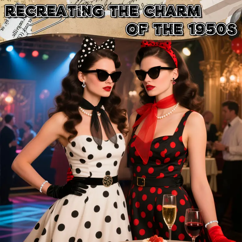 4pcs 50s Women's Costume Accessories Set, Vintage 1950s Grease Masquerade Dress with Cat Eye Glasses, Polka Dot Headband, Tie, Gloves, for Women's 50s ... 4pcs 50s Women's Costume Accessories Set, Vintage 1950s Grease Masquerade Dress with Cat Eye Glasses, Polka Dot Headband, Tie, Gloves, for Women's 50s ...