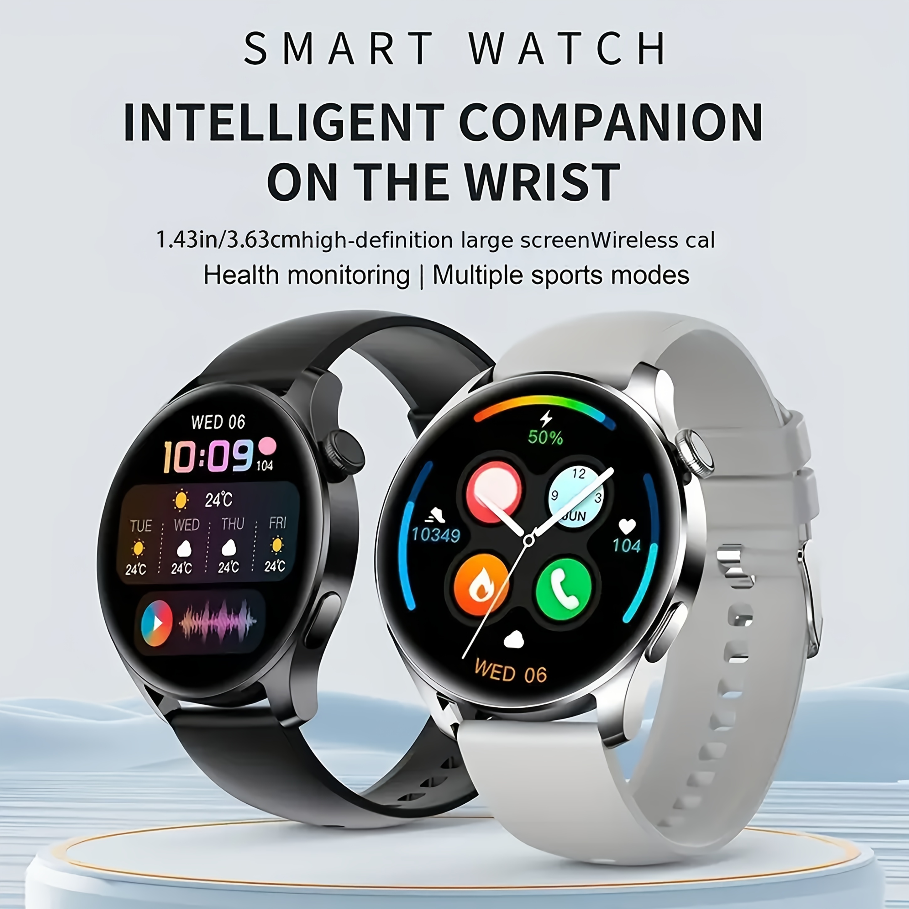 3.63 cm 360*360 HD Screen Smart Watch 280mAh Battery Outdoor Sports And Fitness Message Push Music Control Weather Display Wireless Call Unisex Smart Watch 2024 New, Workout Companion, Activity Monitor, Modern Wearable, Sleek Smartwatch, Longlasting