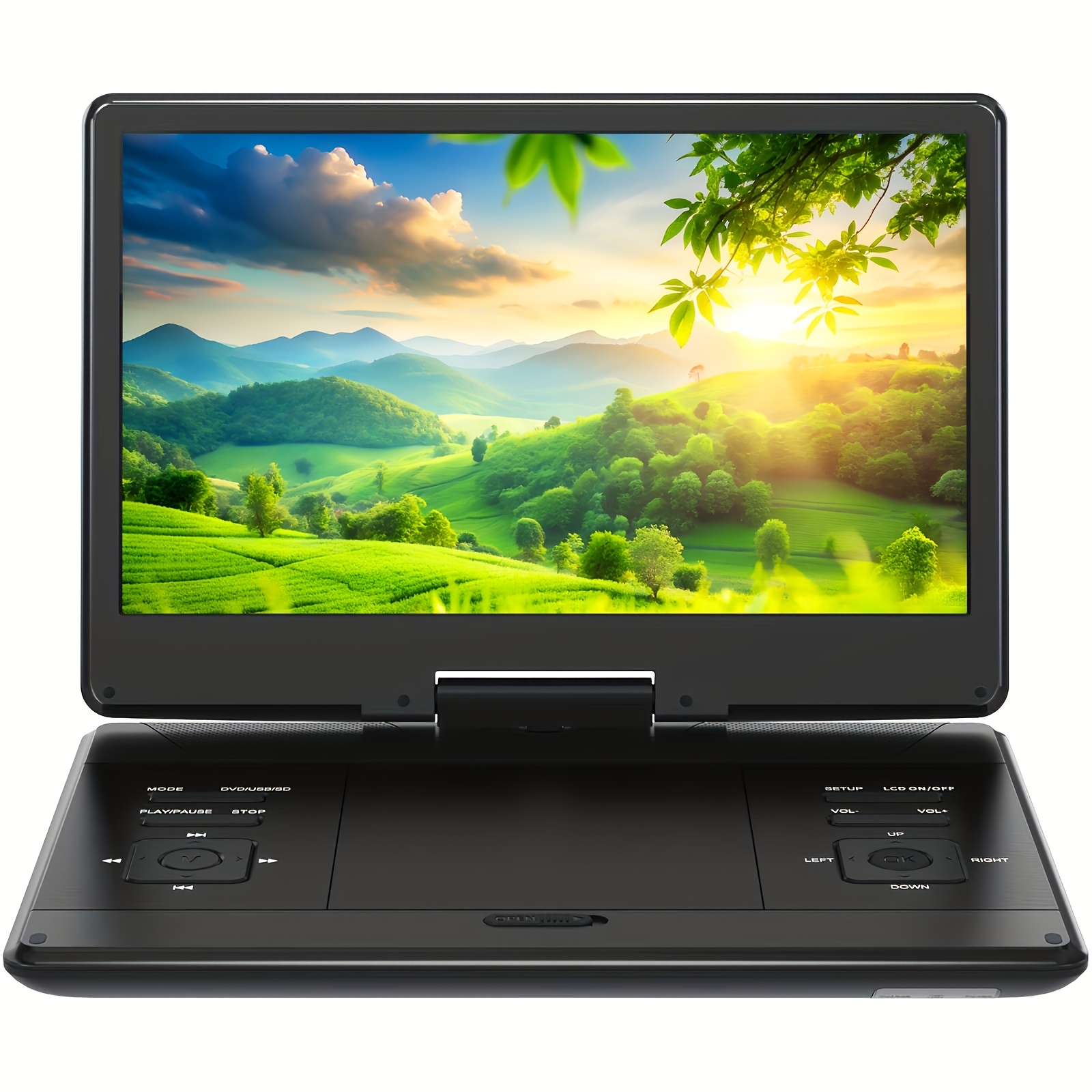 TEMU 16 Portable Dvd Player, 5 Hours Rechargeable Battery, Support Usb/sd Card/ And Multiple Disc Formats, High Volume Speaker, Car Charger, Ac Power