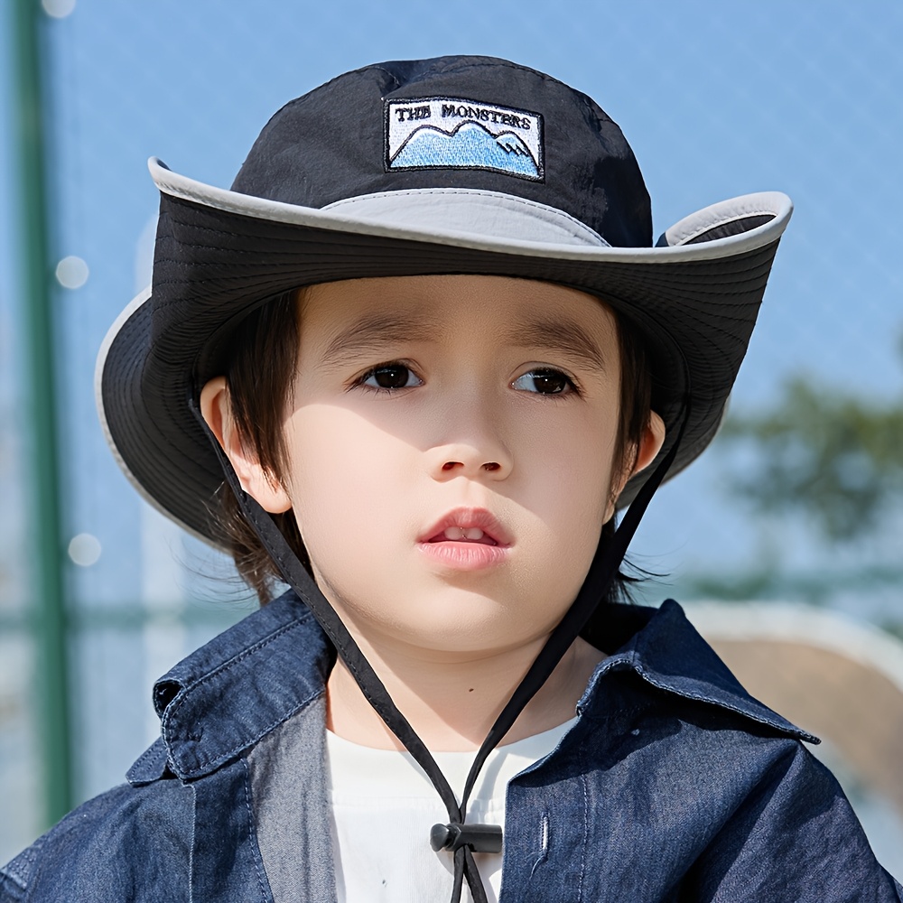 1pc wide brim sun hat mountains embroidery black - Temu display picture 3