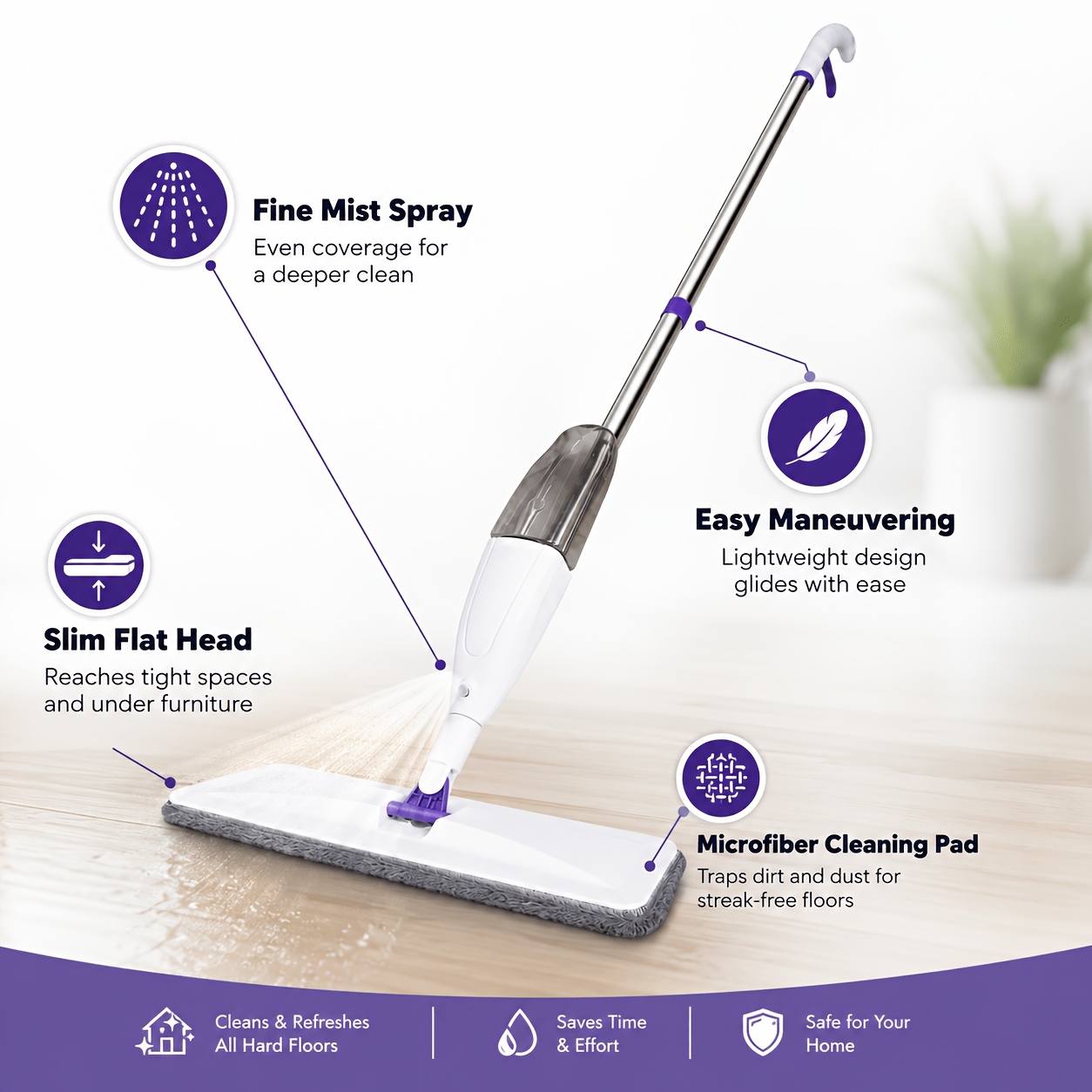 spray mop set 1 mop 10 replacement pads household hands free washable spray mop dual use wet and dry flat mop 360 rotating cleaning mop suitable for wood floors tiles kitchen and living room 2