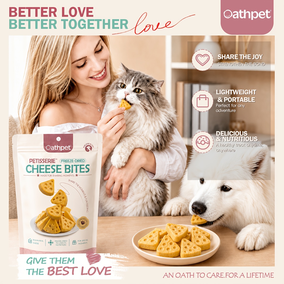 oathpet premium freeze dried cheese   for dogs cats   chicken cheese high protein training rewards daily snacks 37 count Product details 9