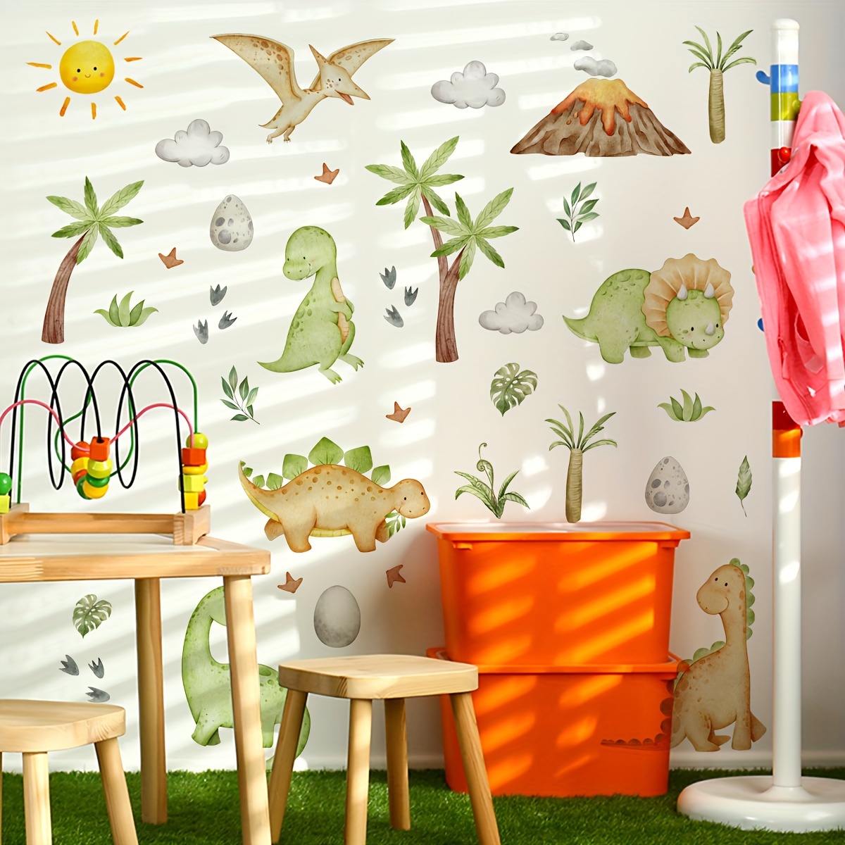 

1pc Cartoon Animal Dinosaur Sun Clouds Wall Sticker, Diy Living Room Entrance Wall Decoration Sticker, Self Adhesive Wall Decal, Aesthetic Home Decoration, Room Decor, Beautify Your Home