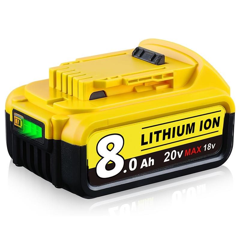 TEMU 1 -pack For 20v Battery & Dual Port Charger (dcb200/dcb201/dcb204/dcb206/dcb207) - High-capacity 8.0ah Max Lithium Replacement Battery,