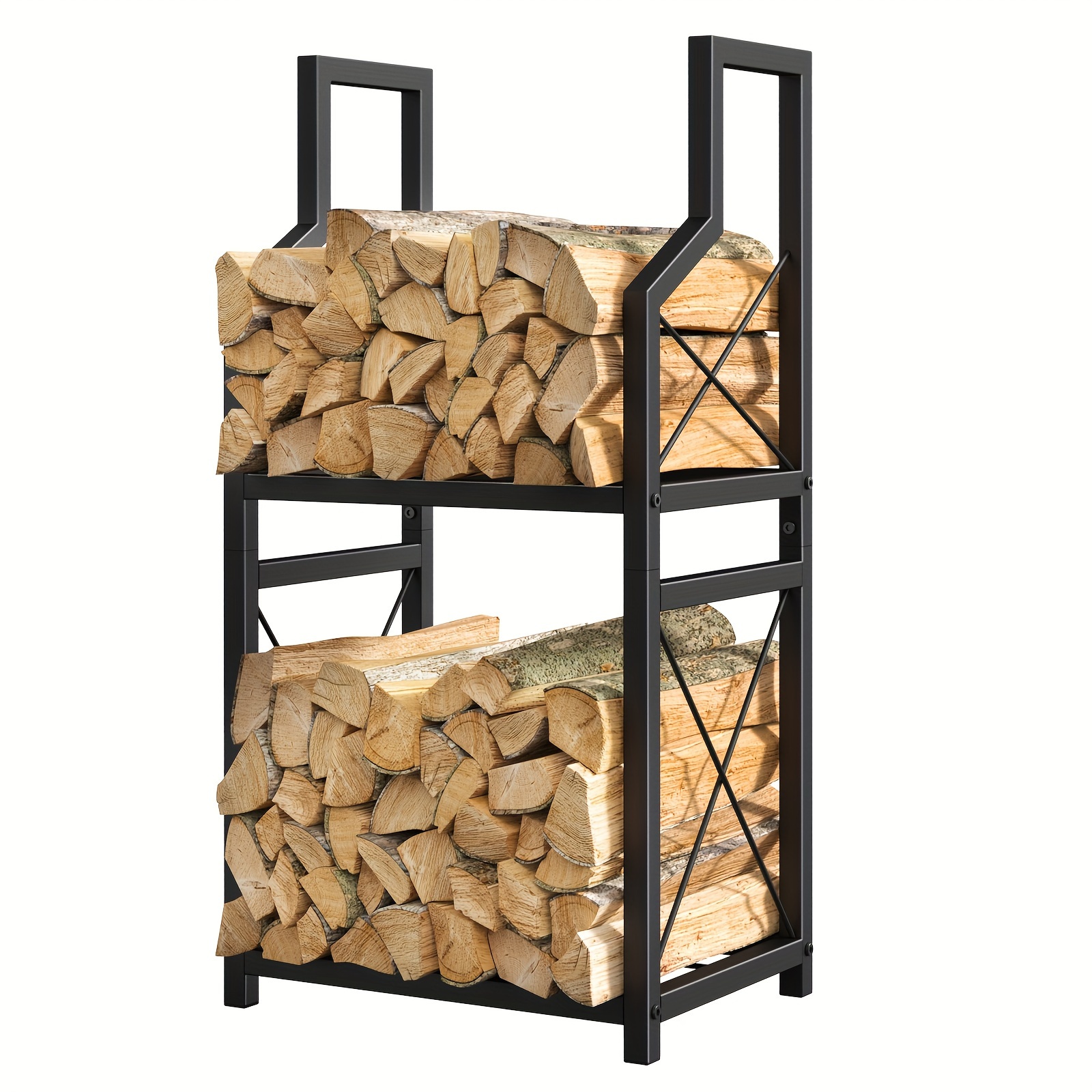 

Indoor And Outdoor Firewood Log Storage Rack, 2-tier Wood Holder, Firewood Stand For Indoor Fireplace, Outdoor Patio, Fire Pit, Stove