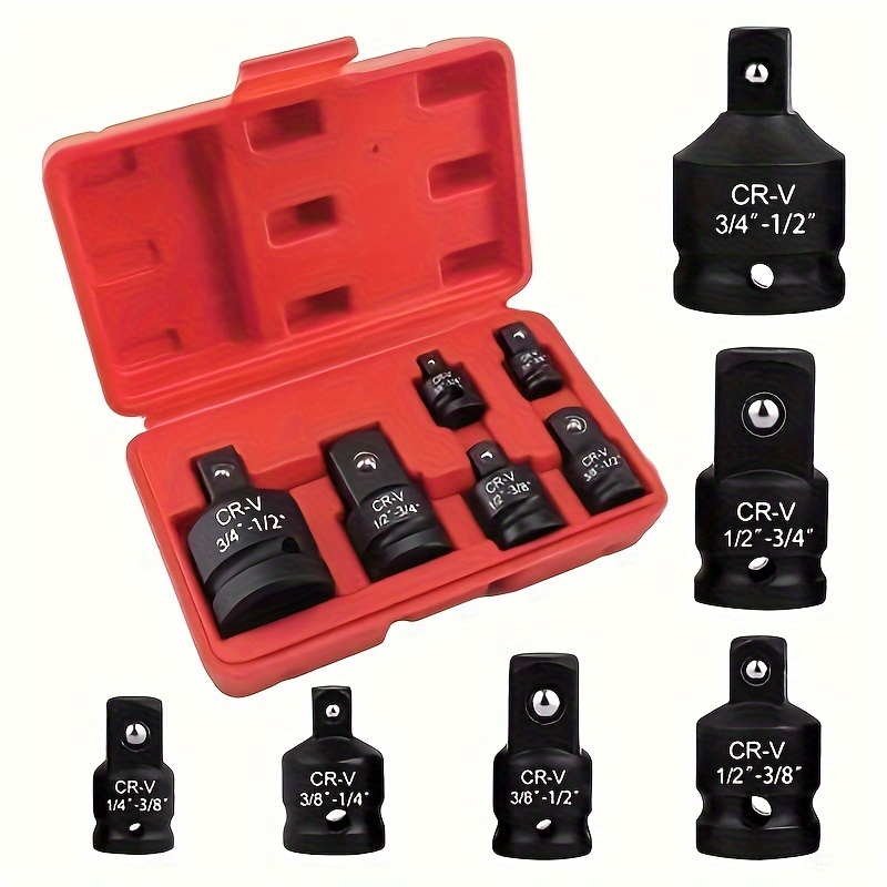 

6 Piece Impact Socket Adapter And Reducer Set, 1/4" 3/8" 1/2" 3/4" Socket Wrench Adapter With Storage Case, Impact Driver Adapter Drive Sockets