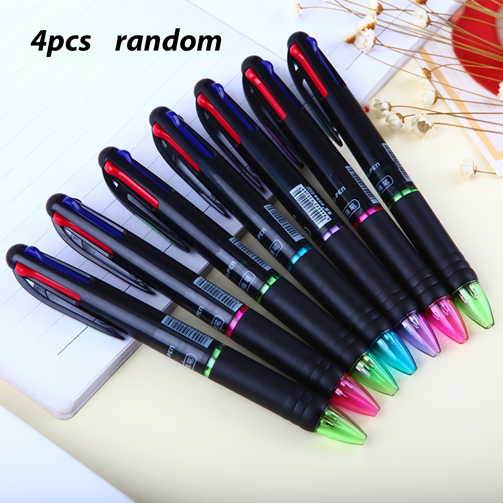 Random 4--in-1 Retractable Pens 4-pack - 0.7mm Gel Ink Ballpoint Pens In , Suitable For Nurses, Students, And Office Supplies - Smooth Writing Experience, Durable