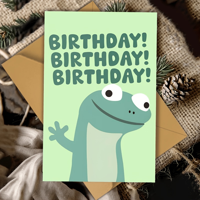 Fun Lizard Slap Button Cartoon Birthday Exquisite Greeting Card, Unique Gift, For Women, Men, , , Son, Daughter, Husband, Best Friend, Fan, For Christmas Or Any Occasion, With Envelope