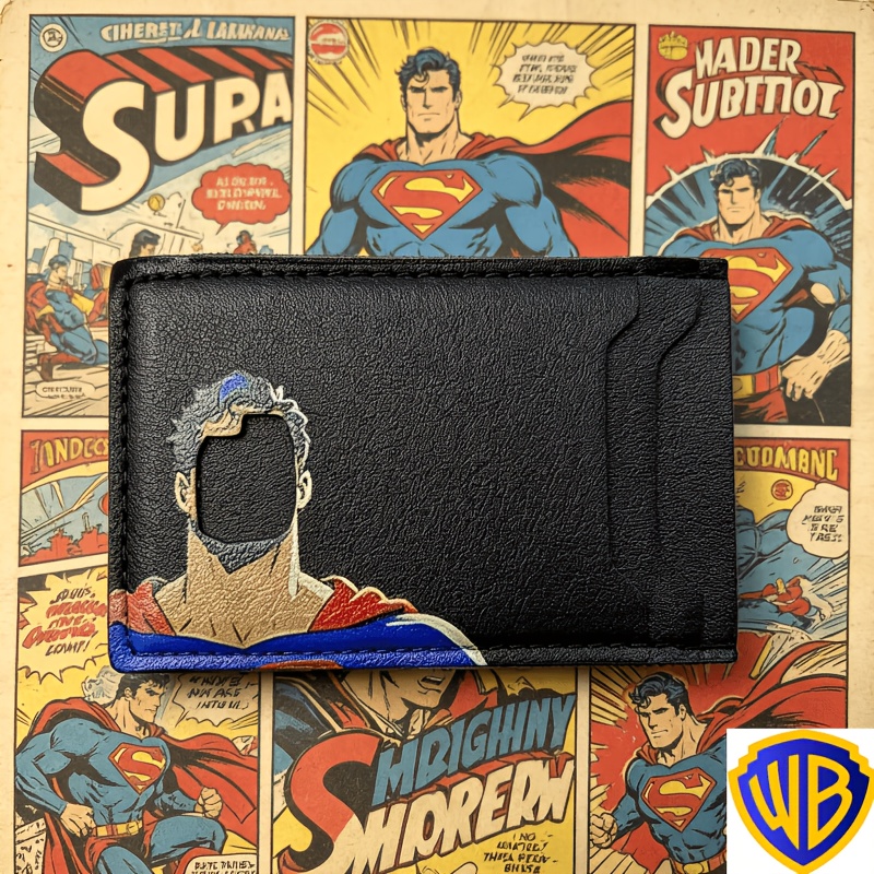TEMU Warner Superman Id Card Holder: Easy And Durable Polyurethane Anti-loss Wallet With 3 Compartments (for Cash, Cards, ). Unisex, Birthdays,