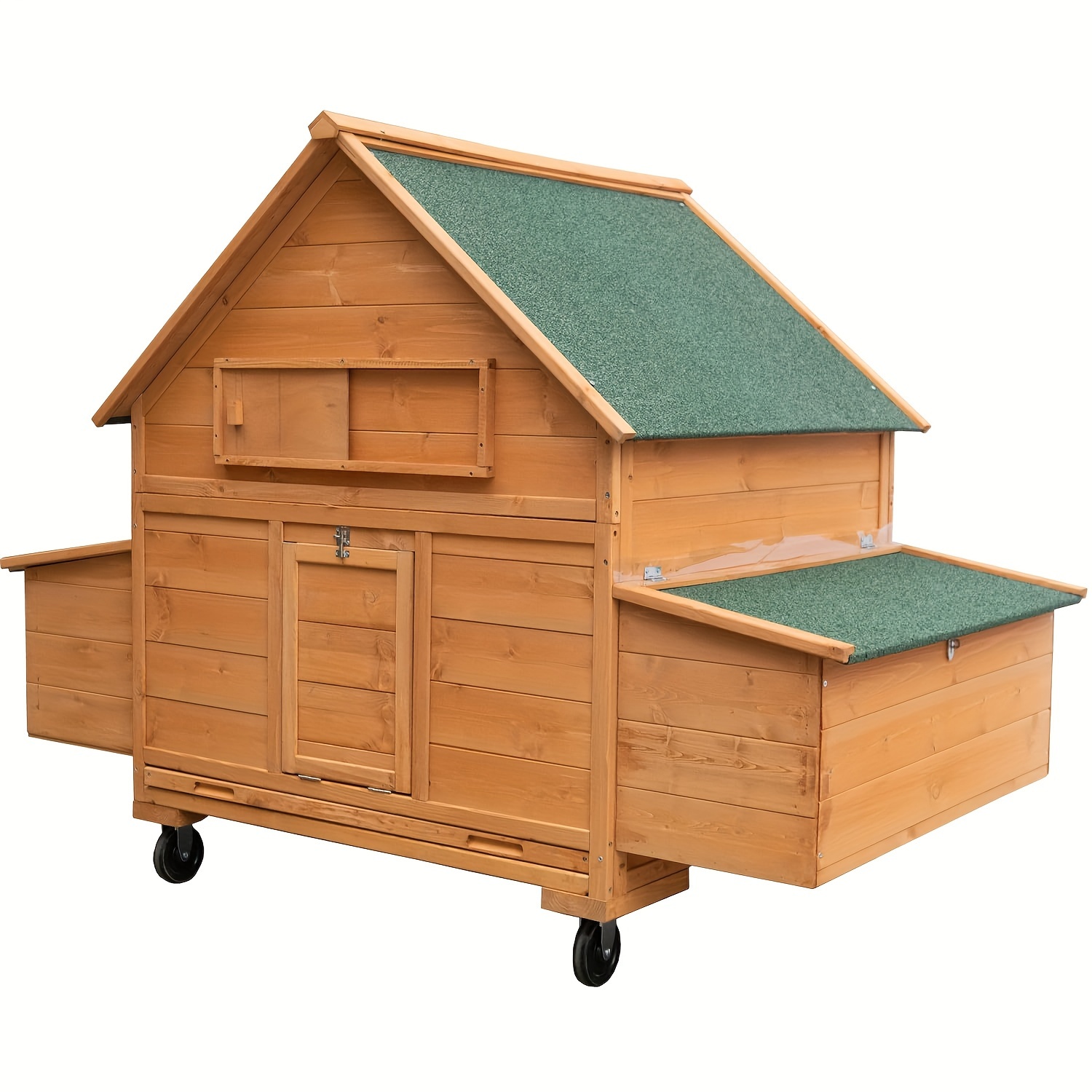 large chicken coop with wheels waterproof outdoor   for 6 8 chickens movable chicken house with two nesting box removable tray pvc cover   coop rabbit hutch