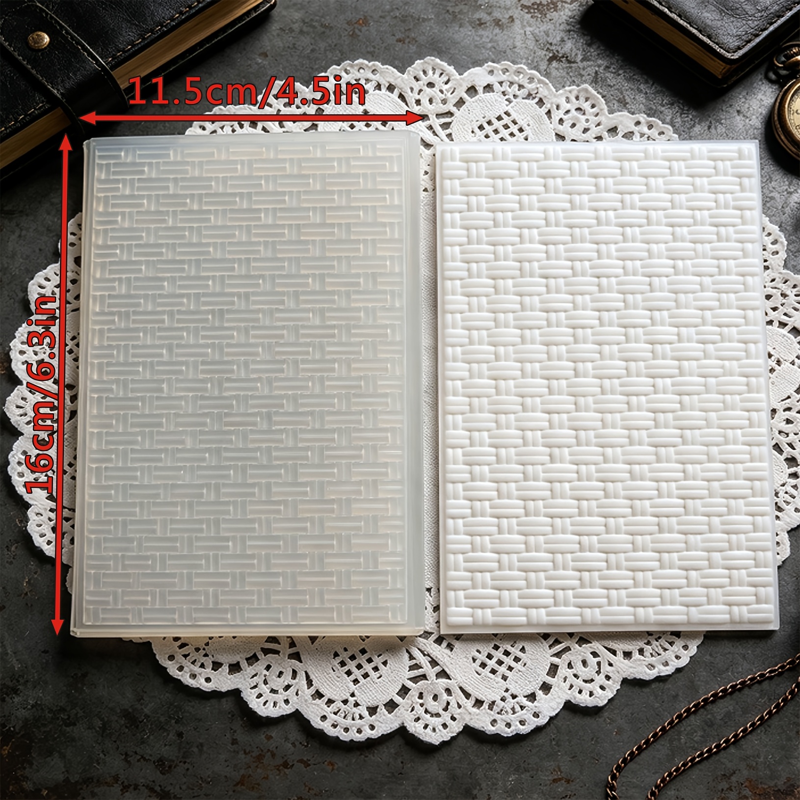 TEMU Plastic Embossing Template With 3 Grid Weave Pattern - Compatible For Paper Crafts, Card Making, Scrapbooking | Plastic Stamping Die For Diy