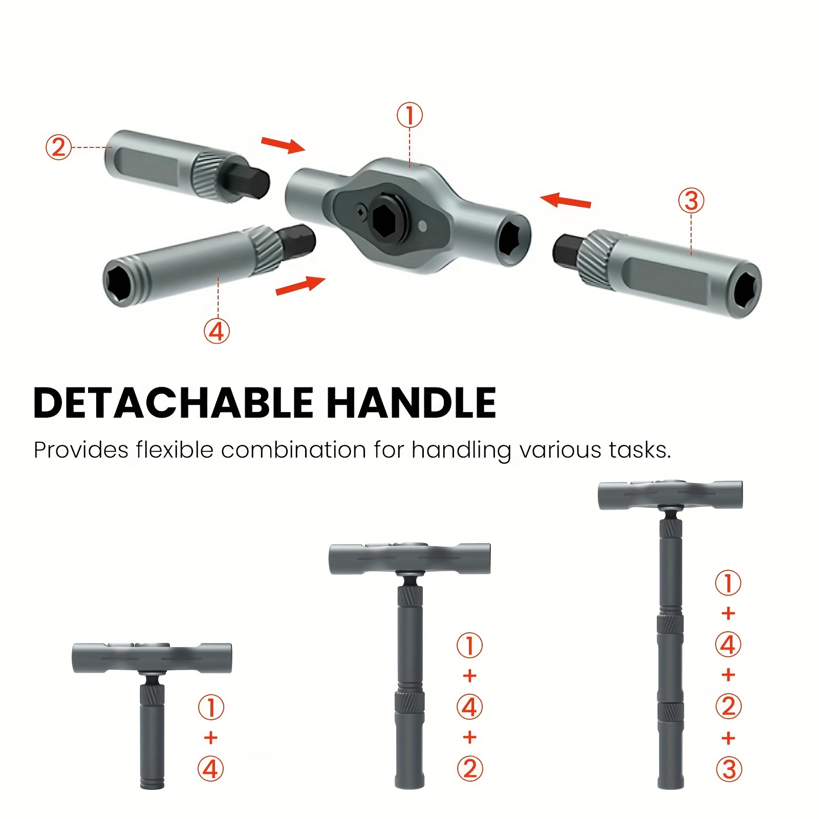 24 in 1 magnetic screwdriver set multifunctional hand tool kit with detachable t handle ratchet iron material uncharged manual operation   maintenance tool box Product details 7