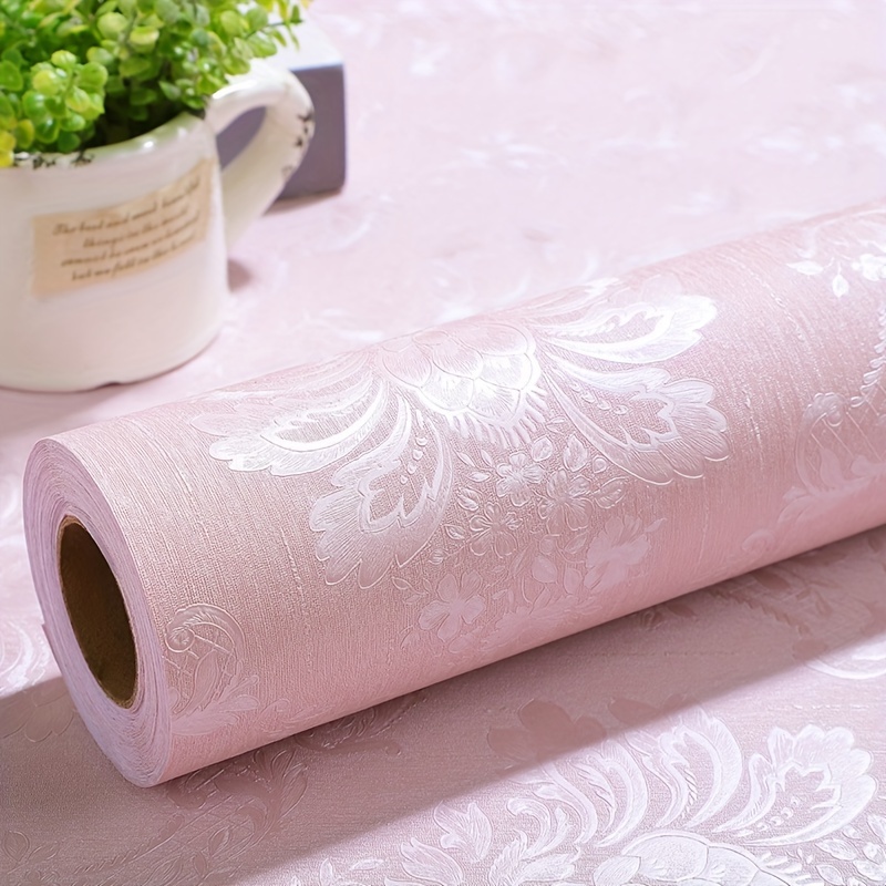 Image of Thickened European Self-adhesive Wallpaper Living Room Bedroom 2d Flat Printing Pink European Floral Cozy Background Wall Internet Celebrity With Glue 2d Flat Printing Self-adhesive Wallpaper