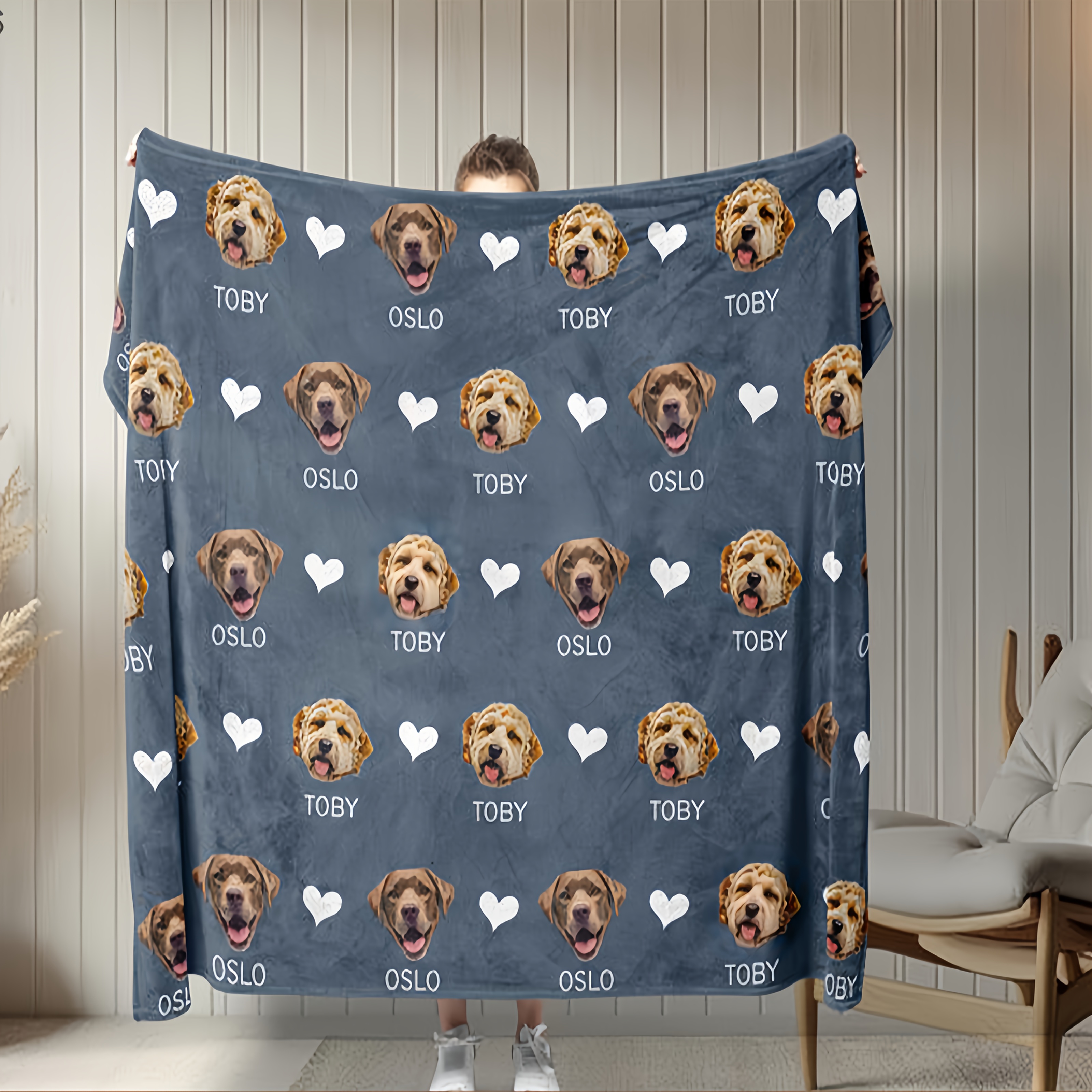 TEMU 1pc Custom Pet Photo Blanket With Name, Personalized Pet Photo And Name Soft Warm Flannel Blanket, Custom Dog Blanket, Personalized Cat Picture
