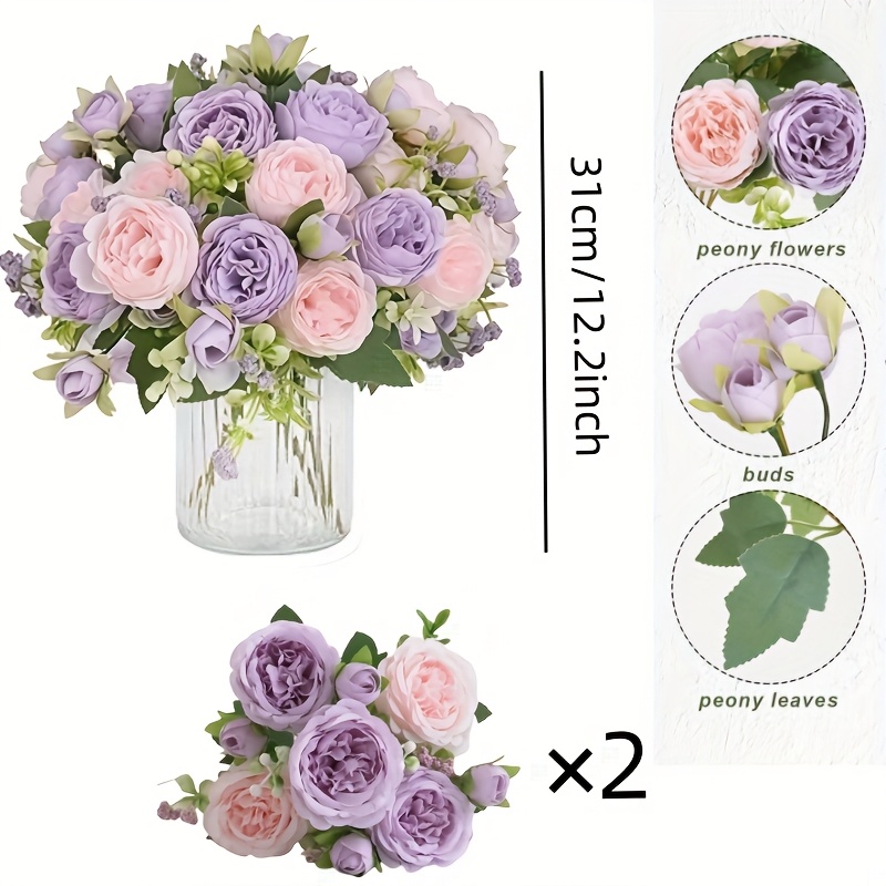Image of 10 Large Flowers & 8 Buds Artificial Peony Bouquet Suitable For Weddings, Home Decor, Christmas, Thanksgiving - Realistic Large & Buds, Plastic Peonies For Indoor/outdoor Use (vase Not Included)