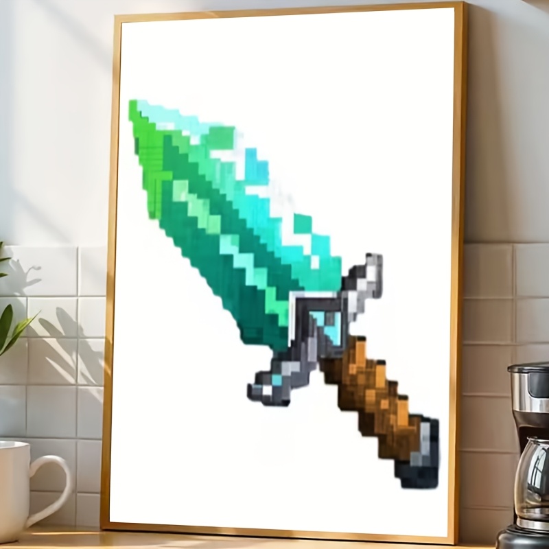TEMU 2d Flat, 2d Flat, A Frameless Canvas Pixel Art Poster Featuring , Showcasing Dynamic And Interesting Patterns. This Background Fabric Is Perfect
