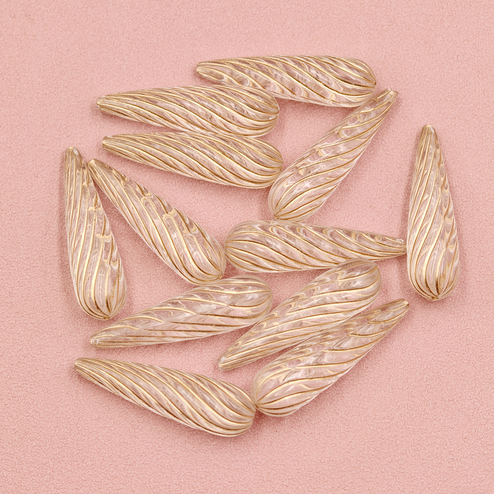 Image of 15pcs Acrylic Transparent Threaded Teardrop Diy Loose Beads - Ideal For Creative Making, Handcrafted Designs - Perfect For Fashion Diy Projects And - Beads & Bead Assortments