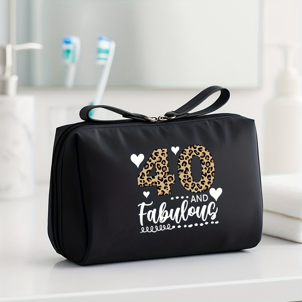 TEMU Humorous 40th Birthday Gifts Featuring Leopard Print For Women, Including A Travel Cosmetic Bag Perfect For Celebrating A Birthday. Ideal For