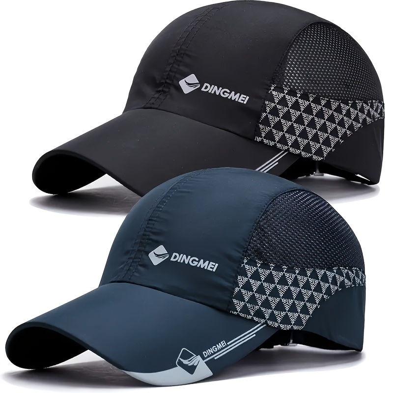 E-shop 2er Set Verstellbare Baseballkappen für Herren und Damen - Atmungsaktive Mesh-Rückseite, Sonnenschutz, Schnelltrocknende Outdoor-Reisehut,