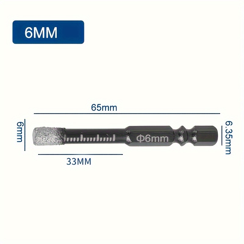 5/6/8/10/12/14/16mm Hex Shank Vacuum Brazed Diamond Dry Drill Bit For Granite Marble Tile Glass Cutter