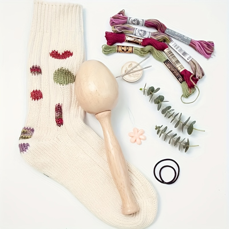 

1pc Outil de Reparation en Bois pour Chaussettes - Design /, Kit de Réparation de au Crochet DIY, Marron